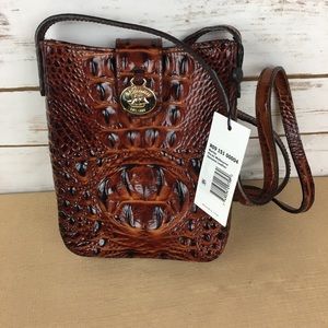 Brahmin Marley Brown Pecan Melbourne Embossed Genuine Leather Crossbody